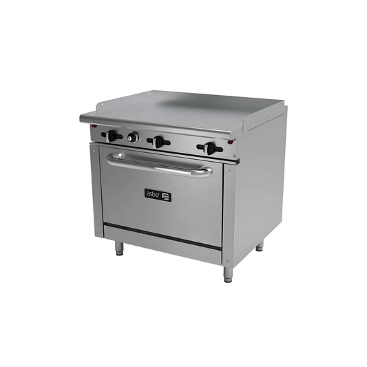 ESTUFA CON PLANCHA Y HORNO, 36" PLANCHA, 90 BTU TOTAL, 914 X 823 X 943 MM GAS NATURAL MODELO AER-G36-36-H