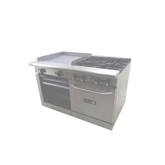 ESTUFA COMBINADA CON PLANCHA, HORNO Y GRATINADOR, 48" PARRILLA, 40" PLANCHA, 190 BTU TOTAL, 1219 X 823 X 943 MM GAS NARURAL MODELO AMR-48