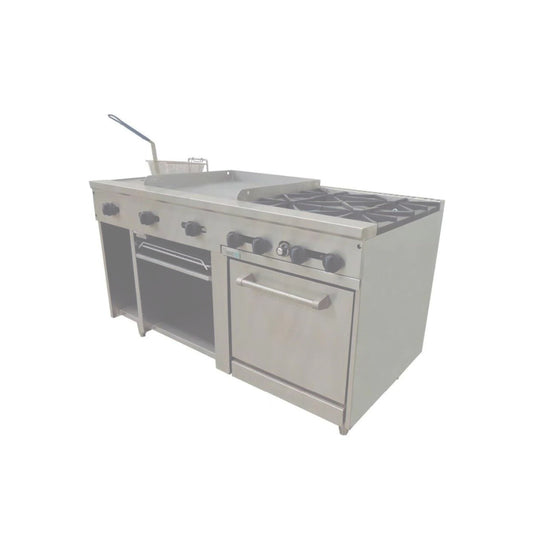 ESTUFA COMBINADA CON HORNO, PLANCHA, GRATINADOR Y FREIDORA, 60" PARRILLA, 40" PLANCHA, 206 BTU TOTAL, 1524 X 823 X 943 MM GAS LP MODELO AMR-60 G