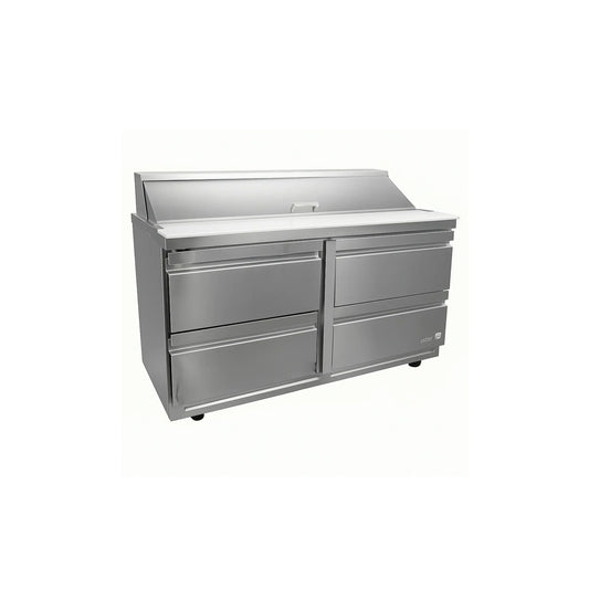 MESA REFRIGERADA 0 PUERTAS, 4 CAJONES, 16.7 FT³, 18 INSERTOS MODELO APTM-48-18-D4 P HC
