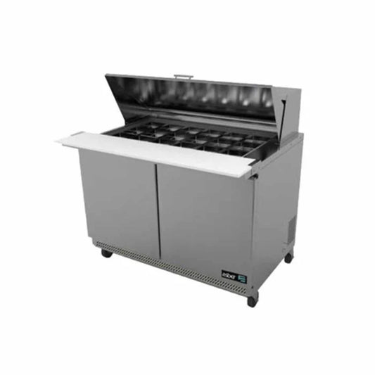 MESA REFRIGERADA 2 PUERTAS, 2 PARRILLAS, 13.3 FT³, 18 INSERTOS MODELO APTM-48-18 HC