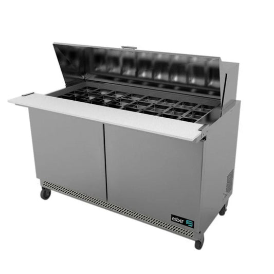 MESA REFRIGERADA 2 PUERTAS, 2 PARRILLAS, 16.8 FT³, 24 INSERTOS MODELO APTM-60-24 HC