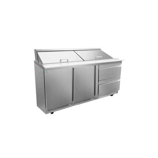 MESA REFRIGERADA 2 PUERTAS, 2 CAJONES, 25.4 FT³, 30 INSERTOS MODELO APTM-72-30-D2 P HC