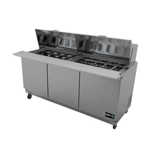 MESA REFRIGERADA 3 PUERTAS, 3 PARRILLAS, 20.6 FT³, 30 INSERTOS MODELO APTM-72-30 HC