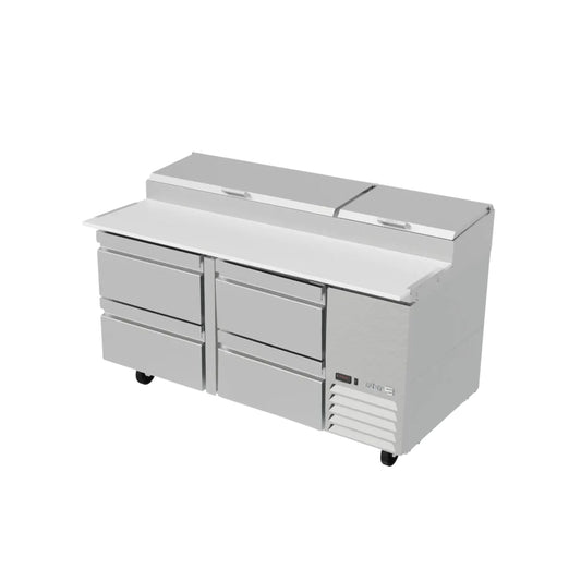 MESA REFRIGERADA 2 PUERTAS, 4 CAJONES, 20.8 FT³, 9 INSERTOS MODELO APTP-67-D4 P HC