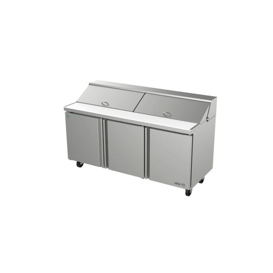 MESA REFRIGERADA 3 PUERTAS, 3 PARRILLAS, 20.6 FT³, 18 INSERTOS MODELO APTS-72-18 HC
