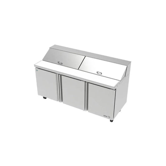 MESA REFRIGERADA 3 PUERTAS, 3 PARRILLAS, 25.4 FT³, 18 INSERTOS MODELO APTS-72-18 P HC
