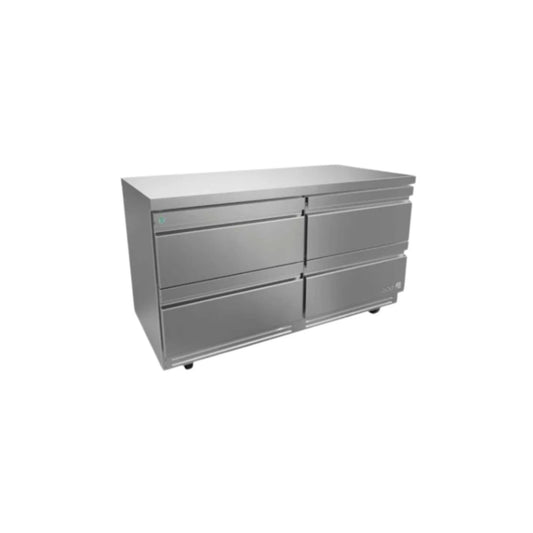 MESA PARA REFRIGERACIÓN, 48 PIES³, 4  PUERTAS, 2 PARRILLAS, ACERO INOXIDABLE MODELO AUTR-48-D4 P HC