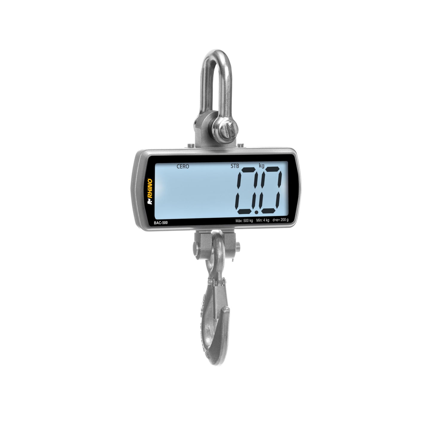 BÁSCULA COLGANTE 500KG / 200G, BACKLIGHT, CONSTRUCCIÓN ACERO, INCLUYE CONTROL REMOTO, FUNCIÓN HOLD MODELO BAC-500
