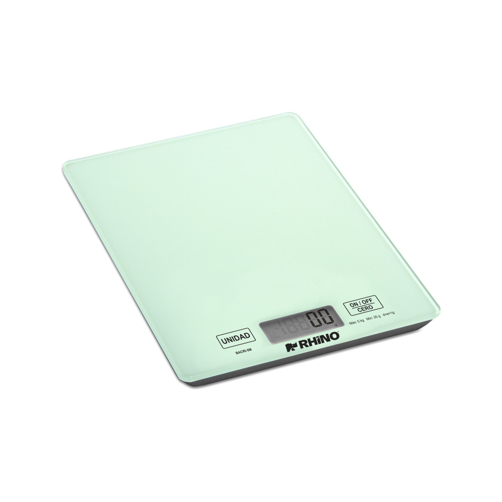 BÁSCULA PARA COCINA 5KG / 1G, CÁLCULO DE VOLUMEN, PESA EN G, LB Y OZ, BOTONES TOUCH, PLATO DE CRISTAL 19.5 X 14CM MODELO BACRI-5M