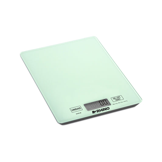 BÁSCULA PARA COCINA 5KG / 1G, CÁLCULO DE VOLUMEN, PESA EN G, LB Y OZ, BOTONES TOUCH, PLATO DE CRISTAL 19.5 X 14CM MODELO BACRI-5M