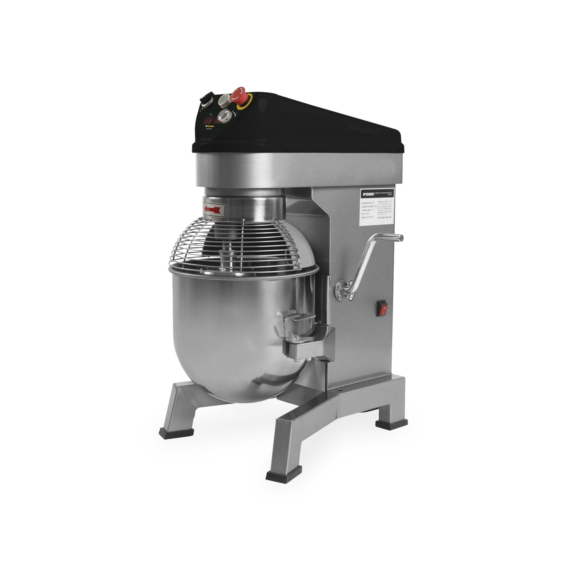 BATIDORA PLANETARIA 20L, 1,000W, 10 VELOCIDADES, INCLUYE PALETA, GLOBO Y GANCHO, TAZÓN ACERO INOXIDABLE CON REJA PROTECTORA MODELO BATI-20X