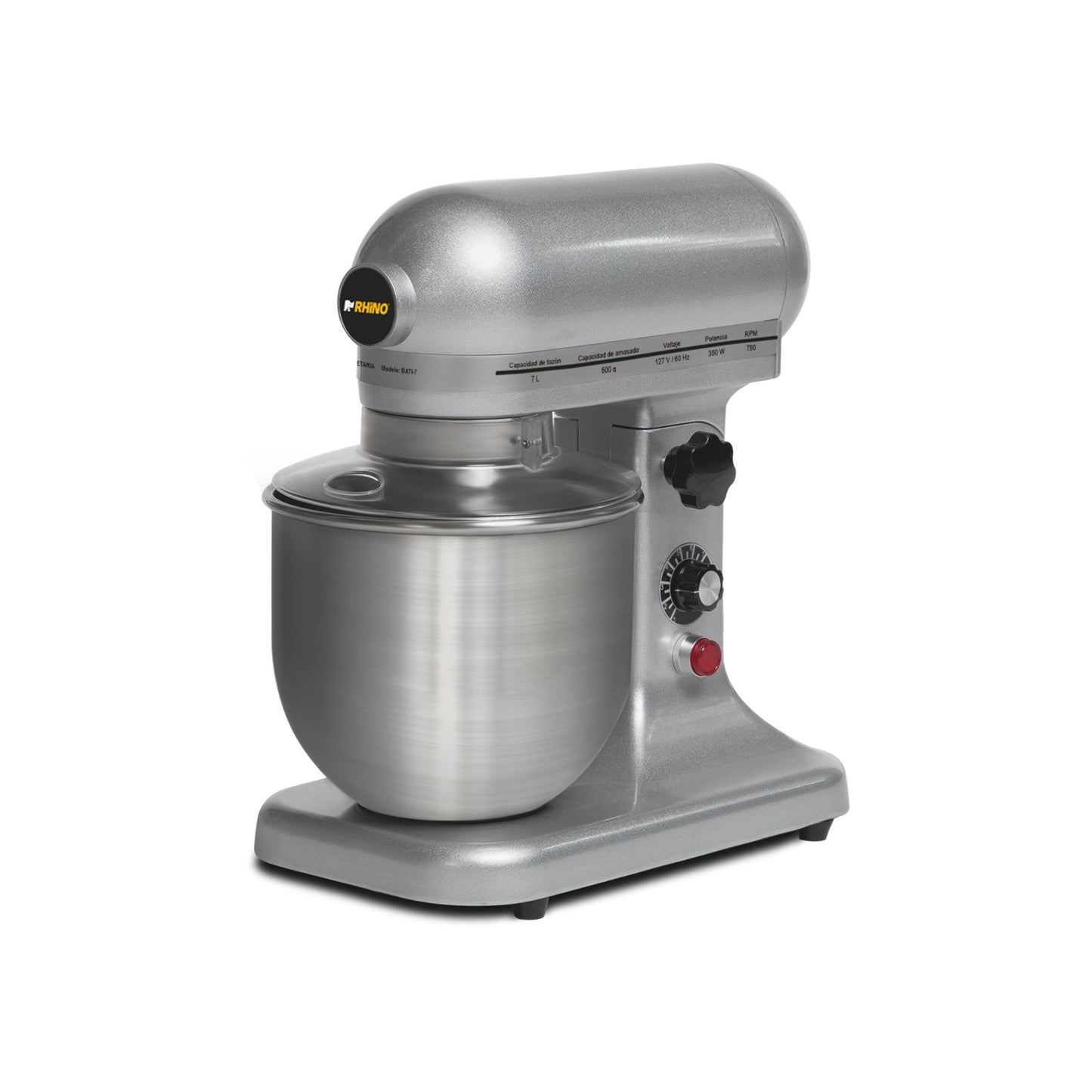 BATIDORA PLANETARIA 7L, 350W, 10 VELOCIDADES, INCLUYE PALETA, GLOBO Y GANCHO, TAZÓN ACERO INOXIDABLE MODELO BATI-7