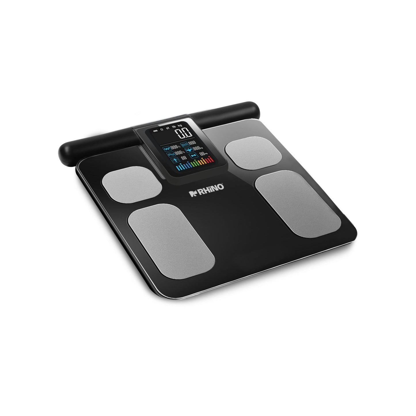 BÁSCULA CORPORAL Y DE HOGAR 180KG / 100G, APP CON INDICADORES DE PESO, BLUETOOTH, BACKLIGHT, PESA EN KG Y LB, PLATO VIDRIO TEMPLADO 31 X 35.5CM MODELO BIOMA-180