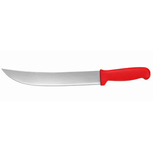 CUCHILLO BISTECERO CURVO 10”, FILO PROFESIONAL, MANGO ERGONÓMICO, COLOR ROJO MODELO CABIC-10R