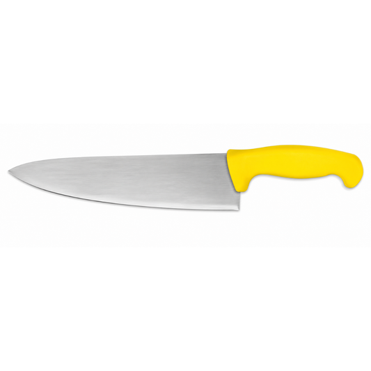 CUCHILLO CHEF 10”, FILO PROFESIONAL, MANGO ERGONÓMICO, COLOR AMARILLO MODELO CACHE-10A