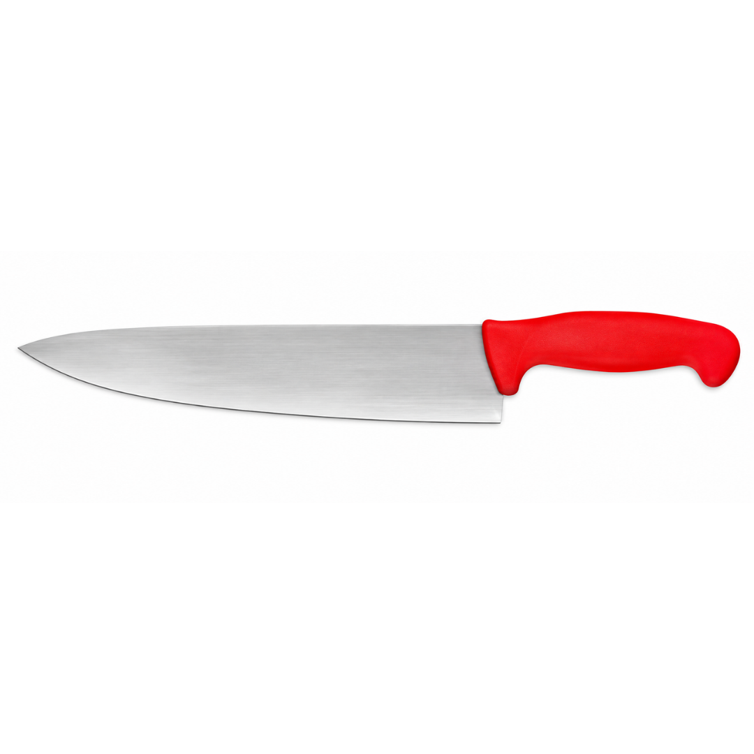 CUCHILLO CHEF 12”, FILO PROFESIONAL, MANGO ERGONÓMICO, COLOR ROJO MODELO CACHE-12R