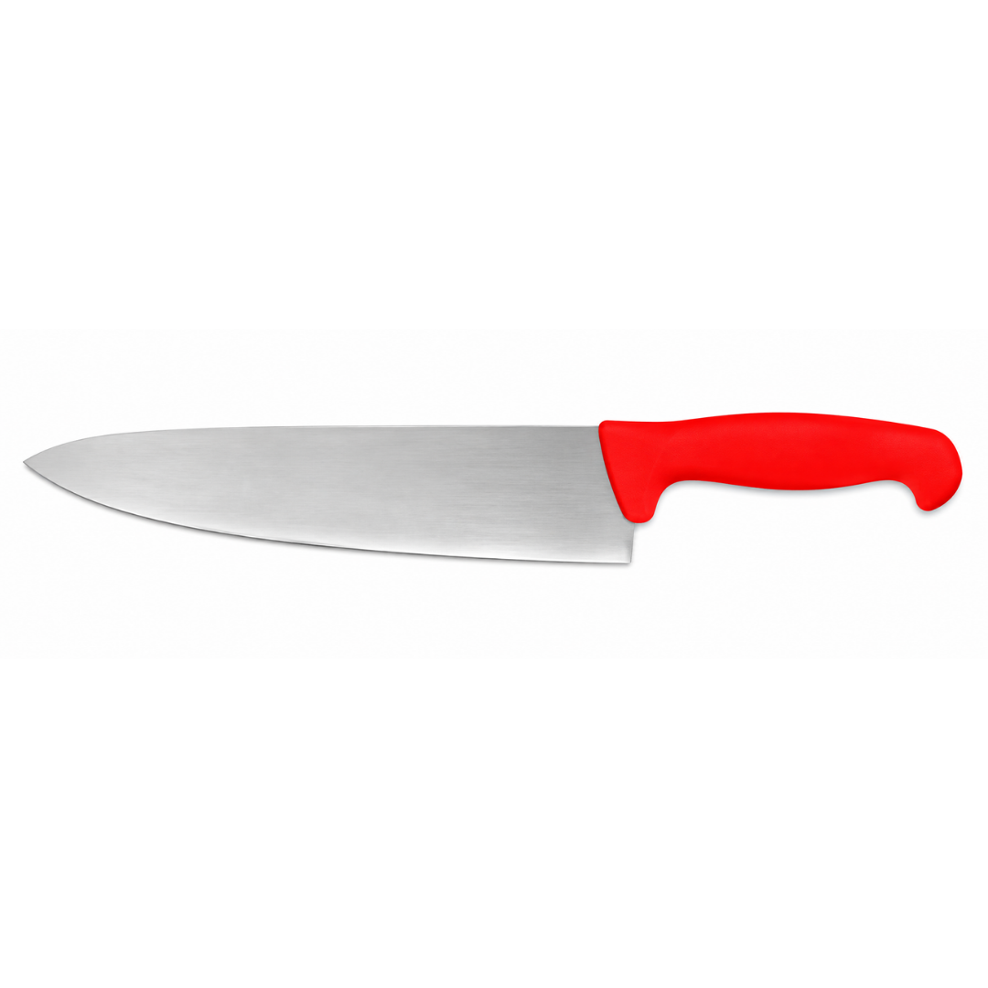 CUCHILLO CHEF 8”, FILO PROFESIONAL, MANGO ERGONÓMICO, COLOR ROJO MODELO CACHE-8R