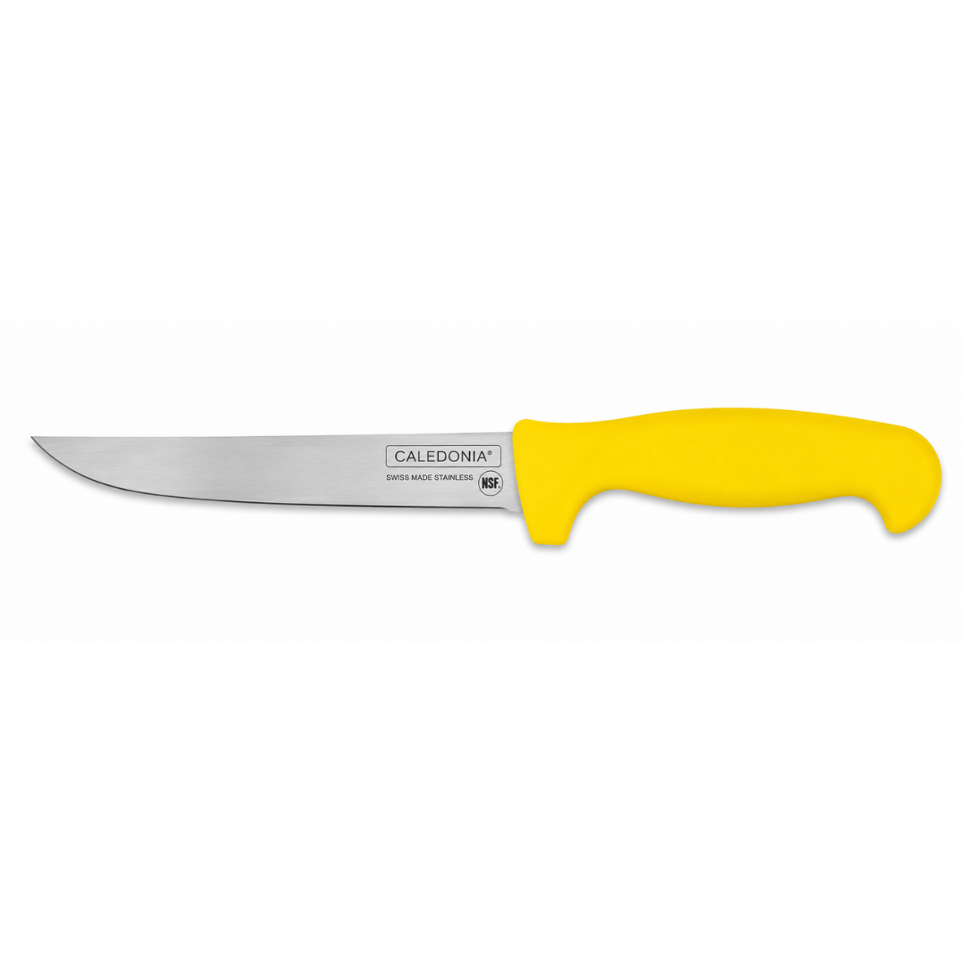 CUCHILLO DESHUESADOR RECTO 6”, FILO PROFESIONAL, MANGO ERGONÓMICO,COLOR AMARILLO. MODELO CADER-6A
