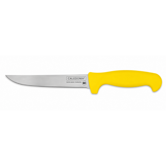 CUCHILLO DESHUESADOR RECTO 6”, FILO PROFESIONAL, MANGO ERGONÓMICO,COLOR AMARILLO. MODELO CADER-6A