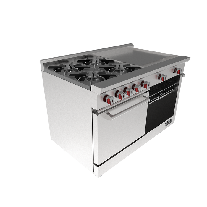 ESTUFA CON 4 QUEMADORES, HORNO Y PLANCHA DE 2 PIES MODELO CG-41PD