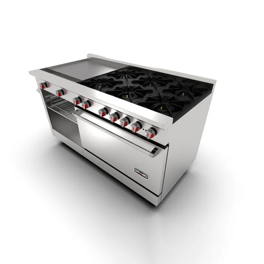 ESTUFA CON 6 QUEMADORES, HORNO Y PLANCHA MODELO CG-61PD