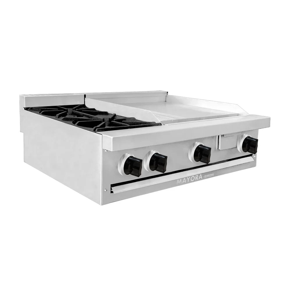 ESTUFA MODULAR CON 1 QUEMADOR Y 2 ESPACIOS DE PLANCHA EN ACERO INOXIDABLE MODELO CG30041