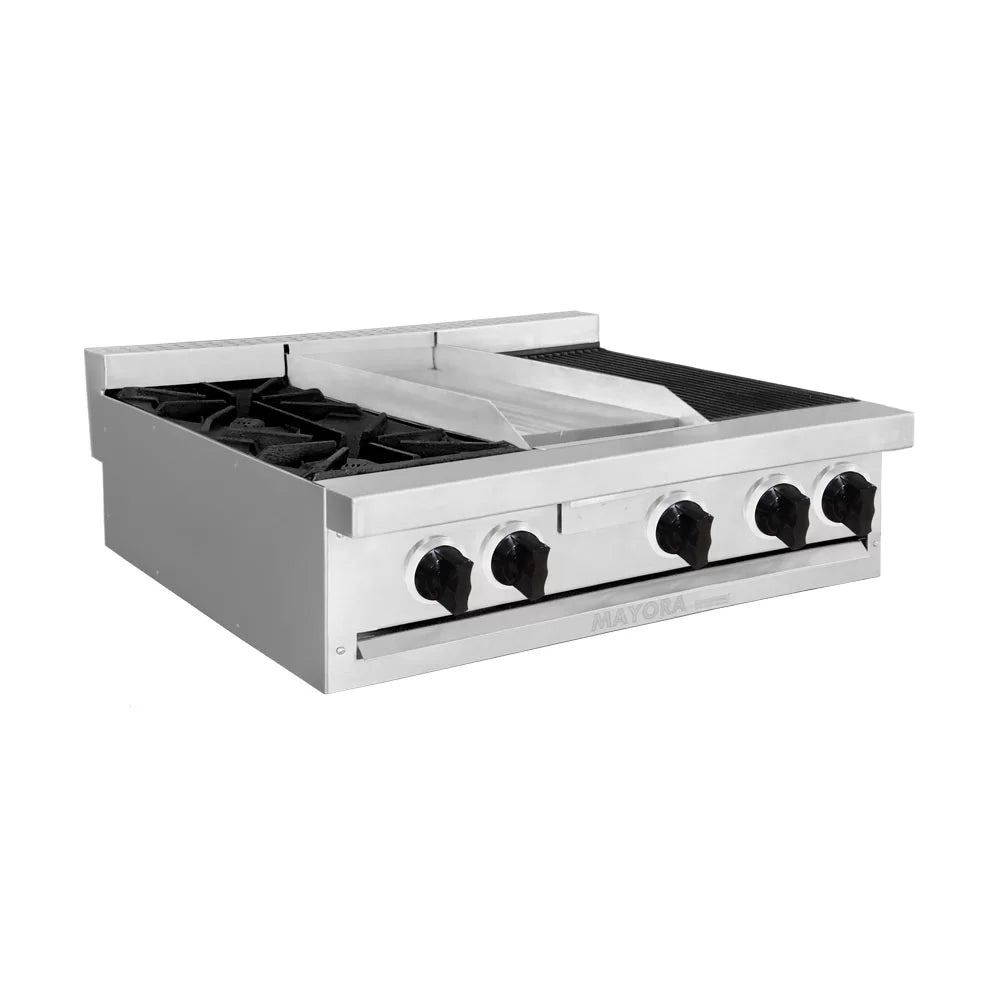 ESTUFA MODULAR CON 1 QUEMADOR, 1 ESPACIO DE PLANCHA Y 1 ESPACIO DE ASADOR EN ACERO INOXIDABLE MODELO CG30061