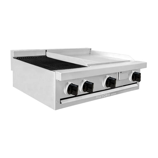 ESTUFA MODULAR CON 1 ASADOR Y 2 ESPACIOS DE PLANCHA EN ACERO INOXIDABLE MODELO CG30121