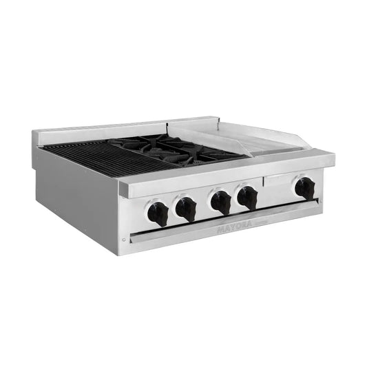 ESTUFA MODULAR CON 1 ASADOR, 1 QUEMADOR Y 1 ESPACIO DE PLANCHA EN ACERO INOXIDABLE MODELO CG30141