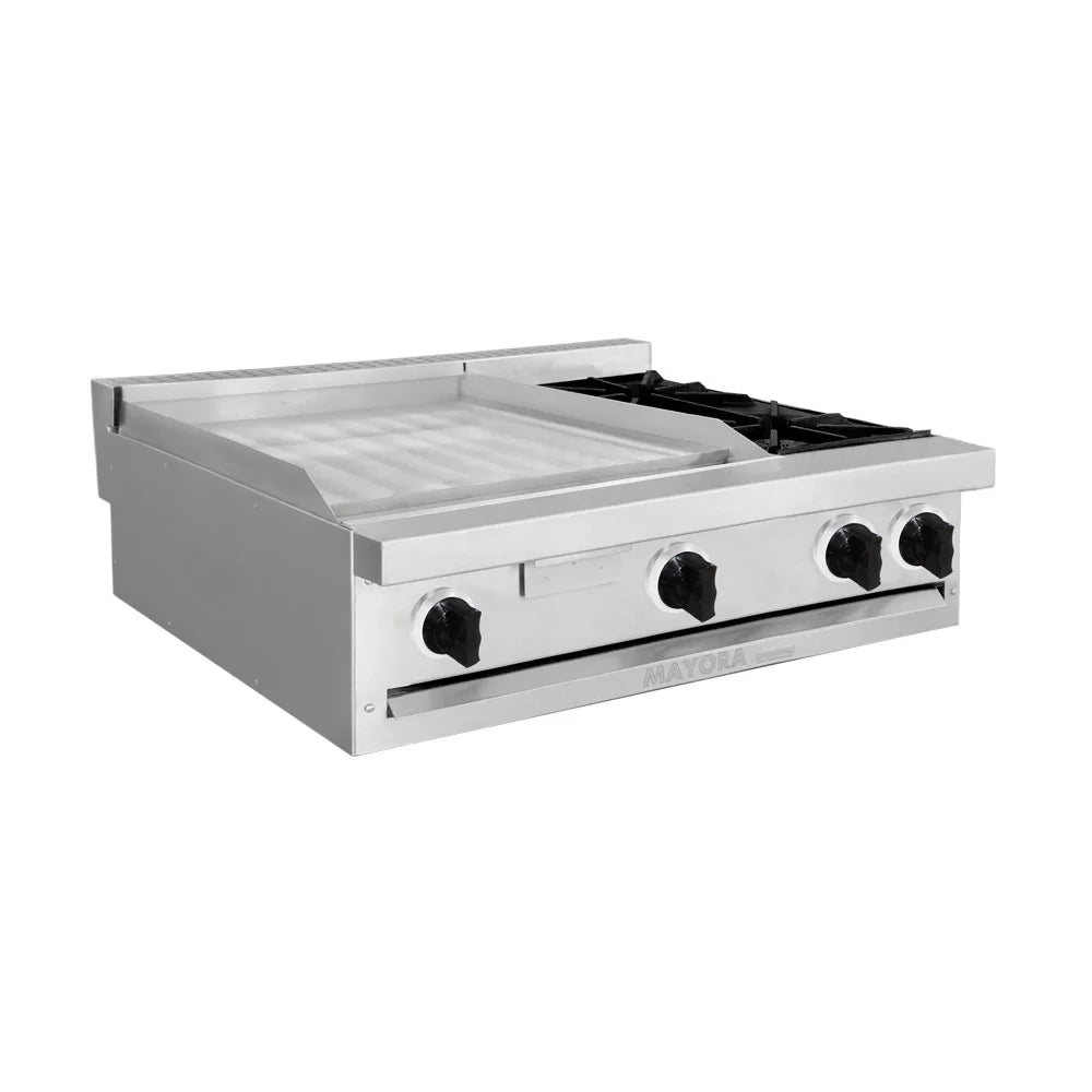 ESTUFA MODULAR CON 2 ESPACIOS DE PLANCHA Y 1 QUEMADOR DE HIERRO FUNDIDO MODELO CG30161