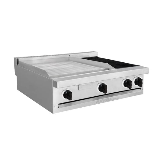 ESTUFA MODULAR CON 2 ESPACIOS DE PLANCHA Y 1 ESPACIO DE ASADOR EN ACERO INOXIDABLE MODELO CG30171