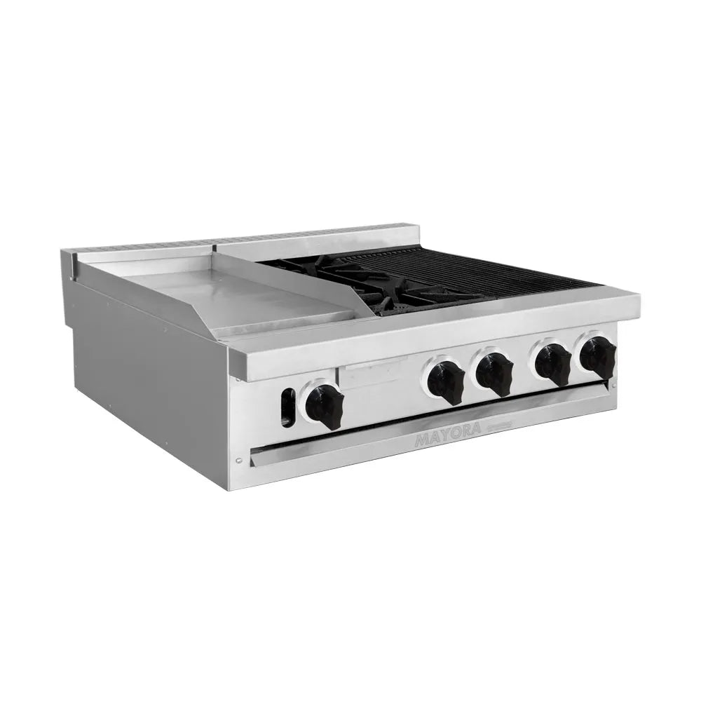 ESTUFA MODULAR CON 1 ESPACIO DE PLANCHA, 1 QUEMADOR Y 1 ESPACIO DE ASADOR EN ACERO INOXIDABLE MODELO CG30211