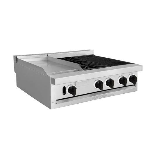 ESTUFA MODULAR CON 1 ESPACIO DE PLANCHA, 1 QUEMADOR Y 1 ESPACIO DE ASADOR EN ACERO INOXIDABLE MODELO CG30211