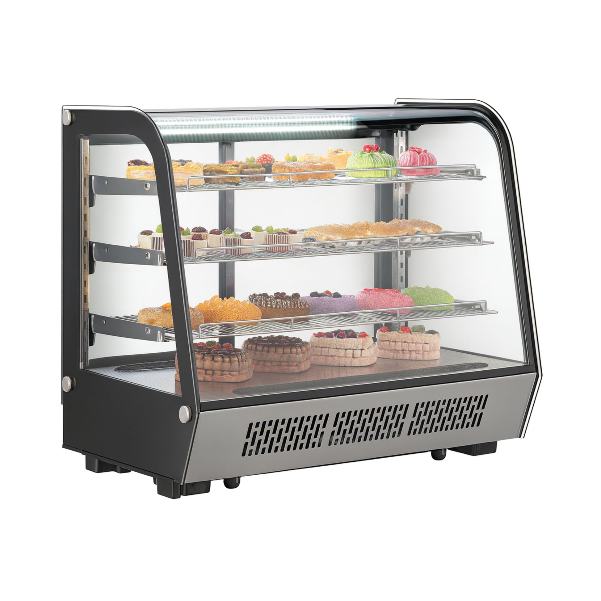 VITRINA REFRIGERADA CRISTAL CURVO CON 4 NIVELES DE EXHIBICION