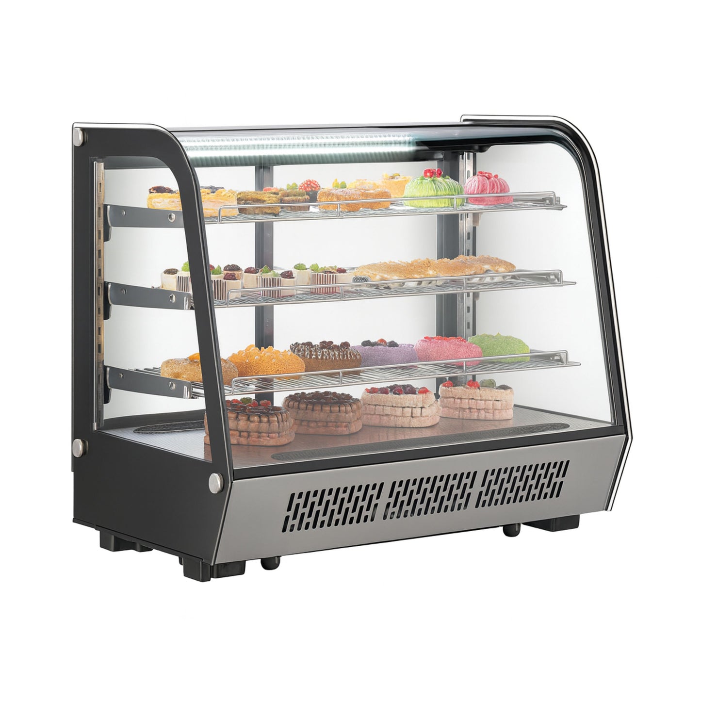 VITRINA REFRIGERADA CRISTAL CURVO CON 4 NIVELES DE EXHIBICION