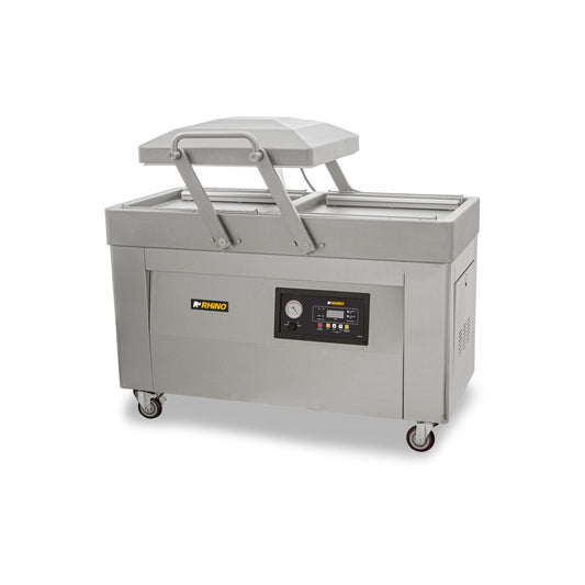 EMPACADORA AL VACÍO DOBLE CÁMARA, 4 BARRAS 51CM, BOMBA 40M³/H, ACERO INOXIDABLE, RUEDAS CON FRENO MODELO EVAC-40