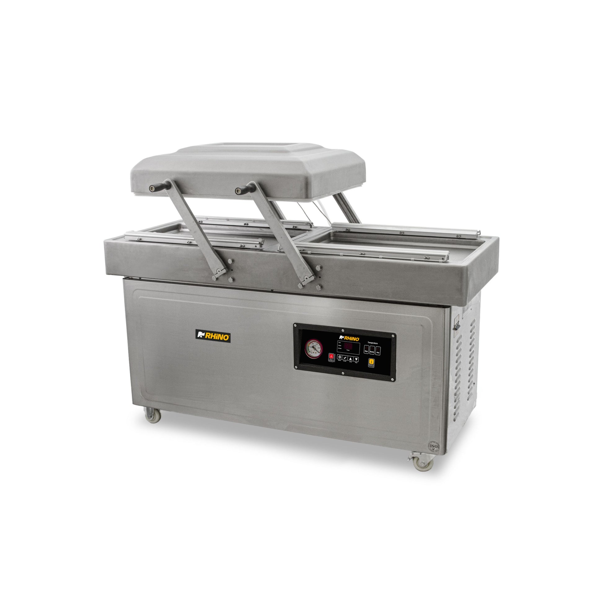 EMPACADORA AL VACÍO DOBLE CÁMARA, 4 BARRAS 59CM, BOMBA 60M³/H, ACERO INOXIDABLE, RUEDAS CON FRENO MODELO EVAC-60