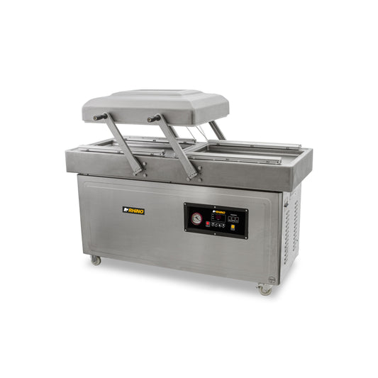 EMPACADORA AL VACÍO DOBLE CÁMARA, 4 BARRAS 59CM, BOMBA 60M³/H, ACERO INOXIDABLE, RUEDAS CON FRENO MODELO EVAC-60