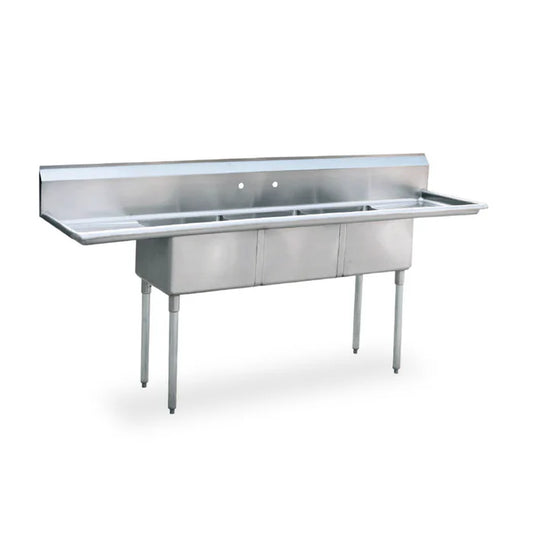 FREGADERO DE 3 TARJAS CON DOS ESCURRIDEROS LATERALES MODELO F3T-01