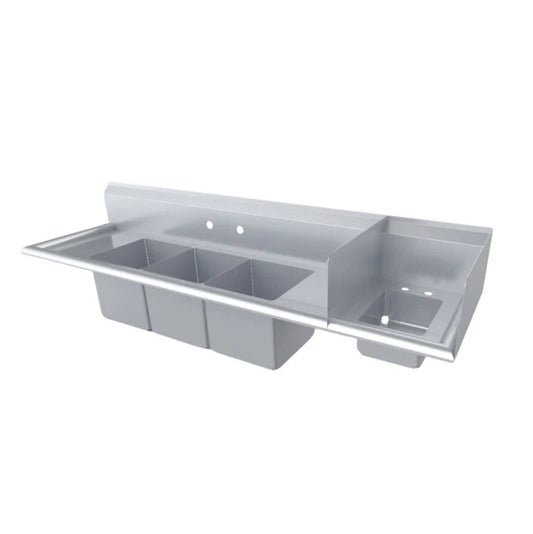 FREGADERO DE 3 TARJAS CON DOS ESCURRIDEROS LATERALES MODELO F4T-151514-12L