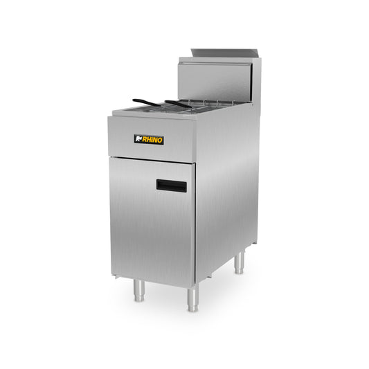 FREIDORA GAS NATURAL 24L, ACERO INOXIDABLE, 2 CANASTILLAS, 280W MODELO FREI-24GN