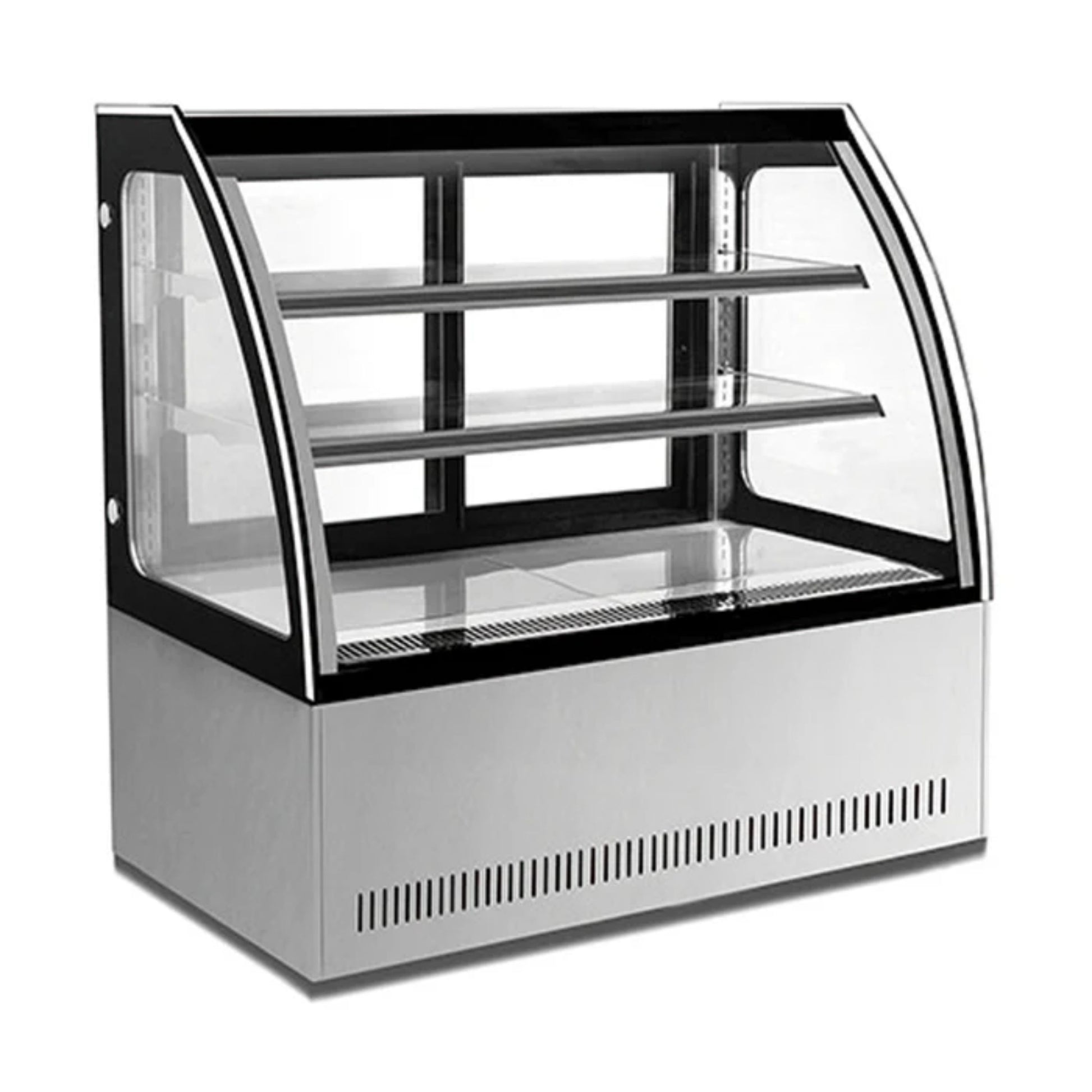 VITRINA EXHIBIDORA DE CRISTAL CURVO, CAPACIDAD DE 225 L