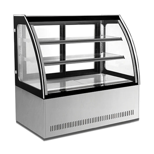 VITRINA EXHIBIDORA DE CRISTAL CURVO, CAPACIDAD DE 225 L