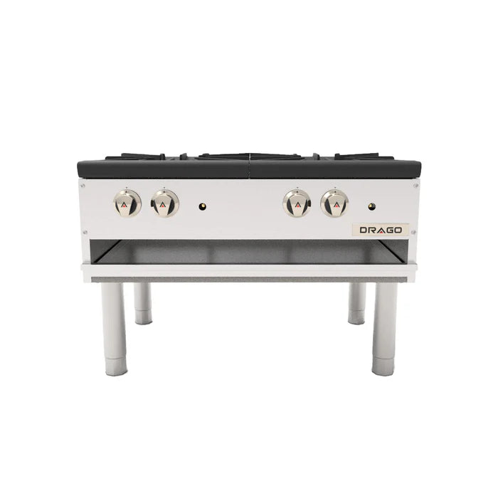 ESTUFÓN 2 SECCIONES HORIZONTAL, PATAS LARGAS, GAS PROPANO MODELO GPFO-02-HSH