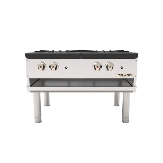 ESTUFÓN 2 SECCIONES HORIZONTAL, PATAS LARGAS, GAS PROPANO MODELO GPFO-02-HSH