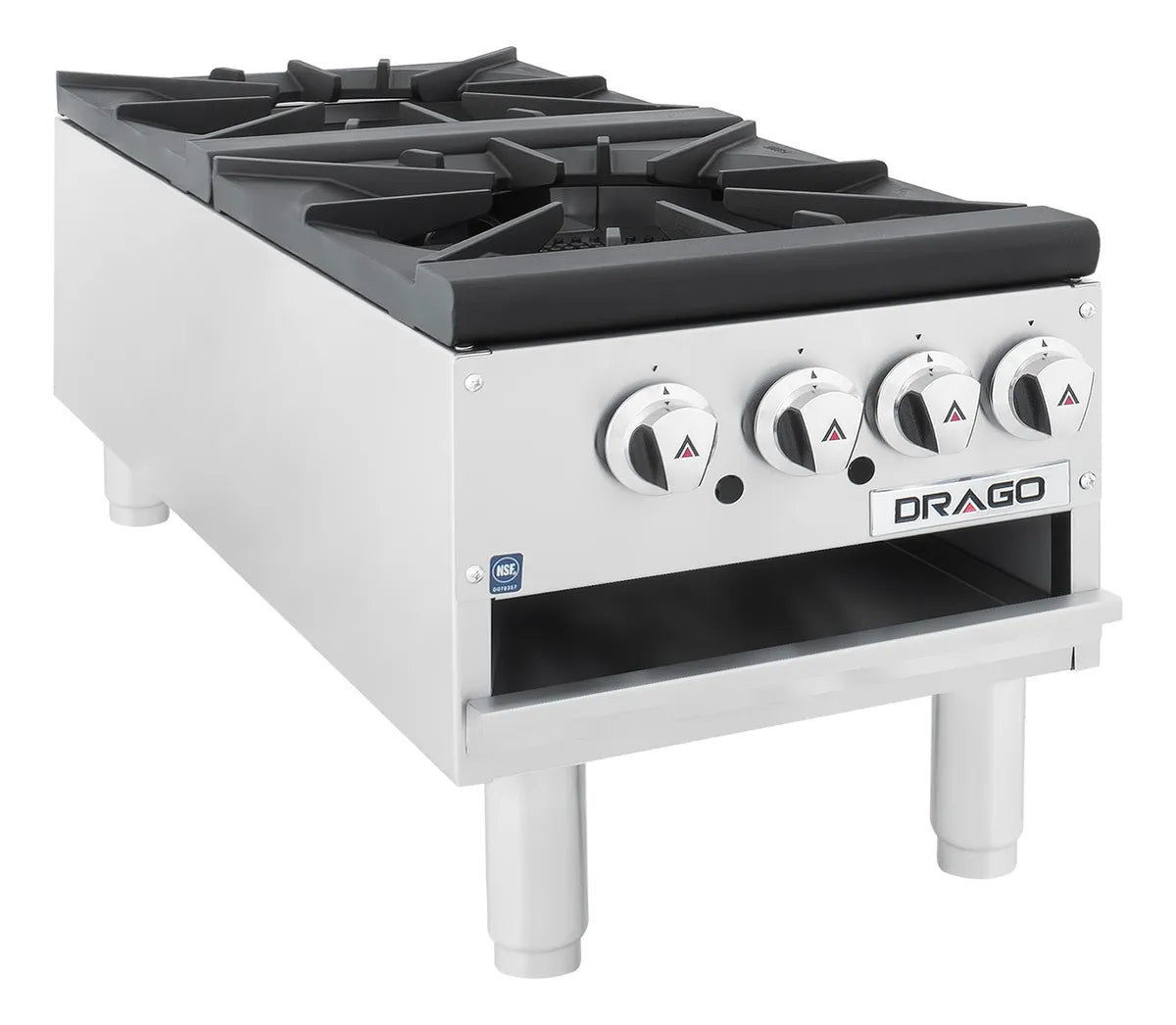 ESTUFÓN 2 SECCIONES VERTICAL, PATAS CORTAS, GAS PROPANO MODELO GPFO-02-VLH