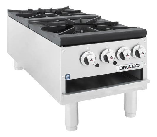 ESTUFÓN 2 SECCIONES VERTICAL, PATAS CORTAS, GAS PROPANO MODELO GPFO-02-VLH