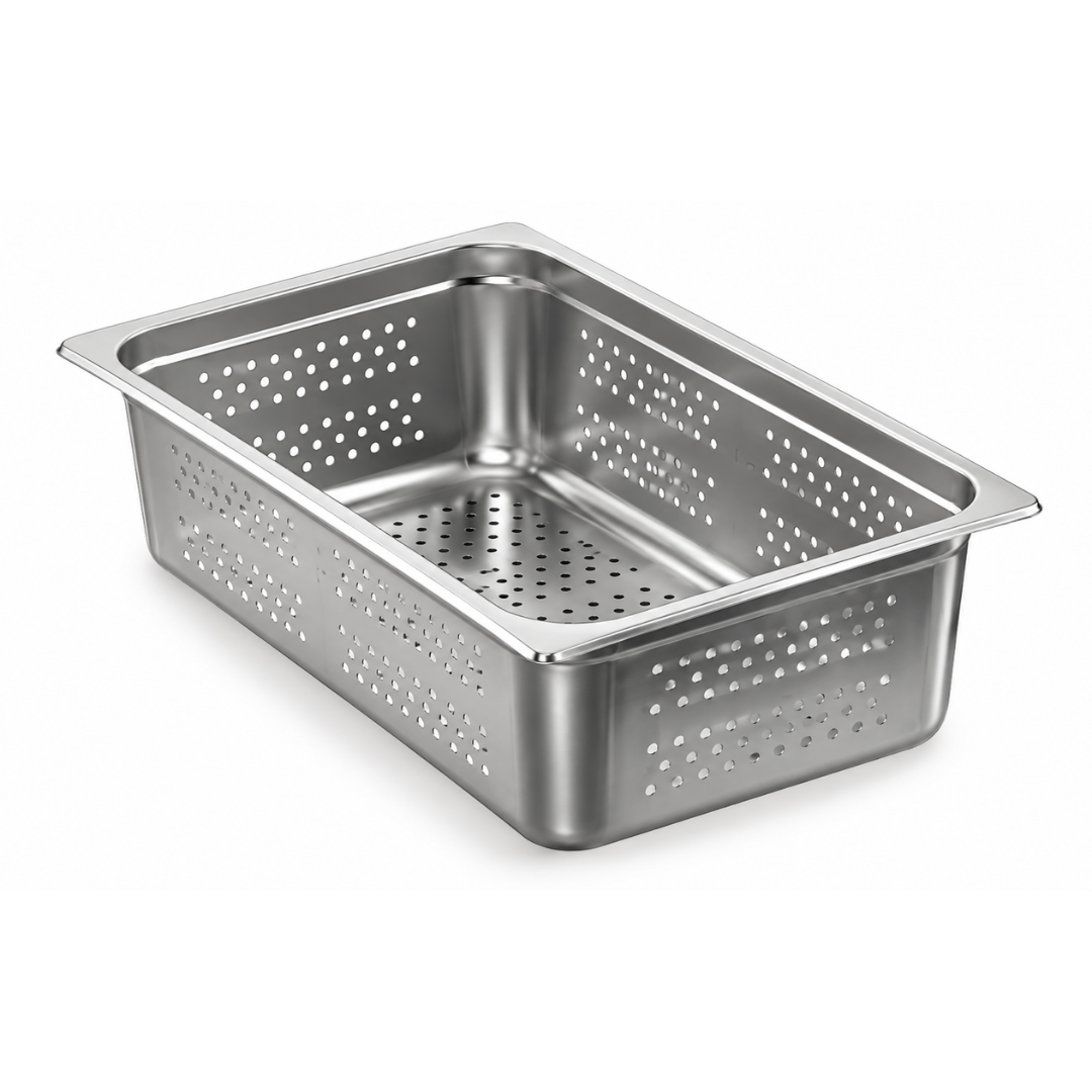 NSERTO DE ACERO INOXIDABLE PERFORADO, TAMAÑO ENTERO (53.5 X 33 CM), ALTURA 6” MODELO INAPE-6