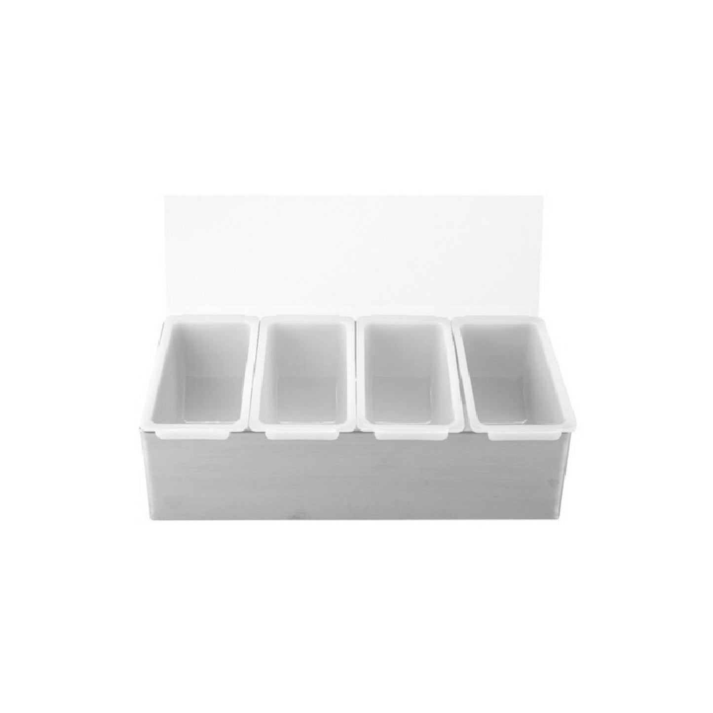 CAJA PARA CONDIMENTOS 4 COMPARTIMIENTOS ACERO INOXIDABLE